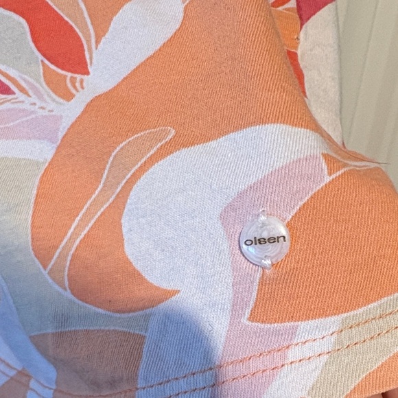 Olsen Women's Floral Short Sleeve Tee - Pink and Orange - Picture 3 of 4